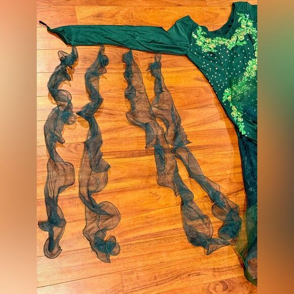 HEARTTOUCH Women Competition Dance Dress Long Sleeve Flash Rhinestone NWOT - Picture 7 of 12